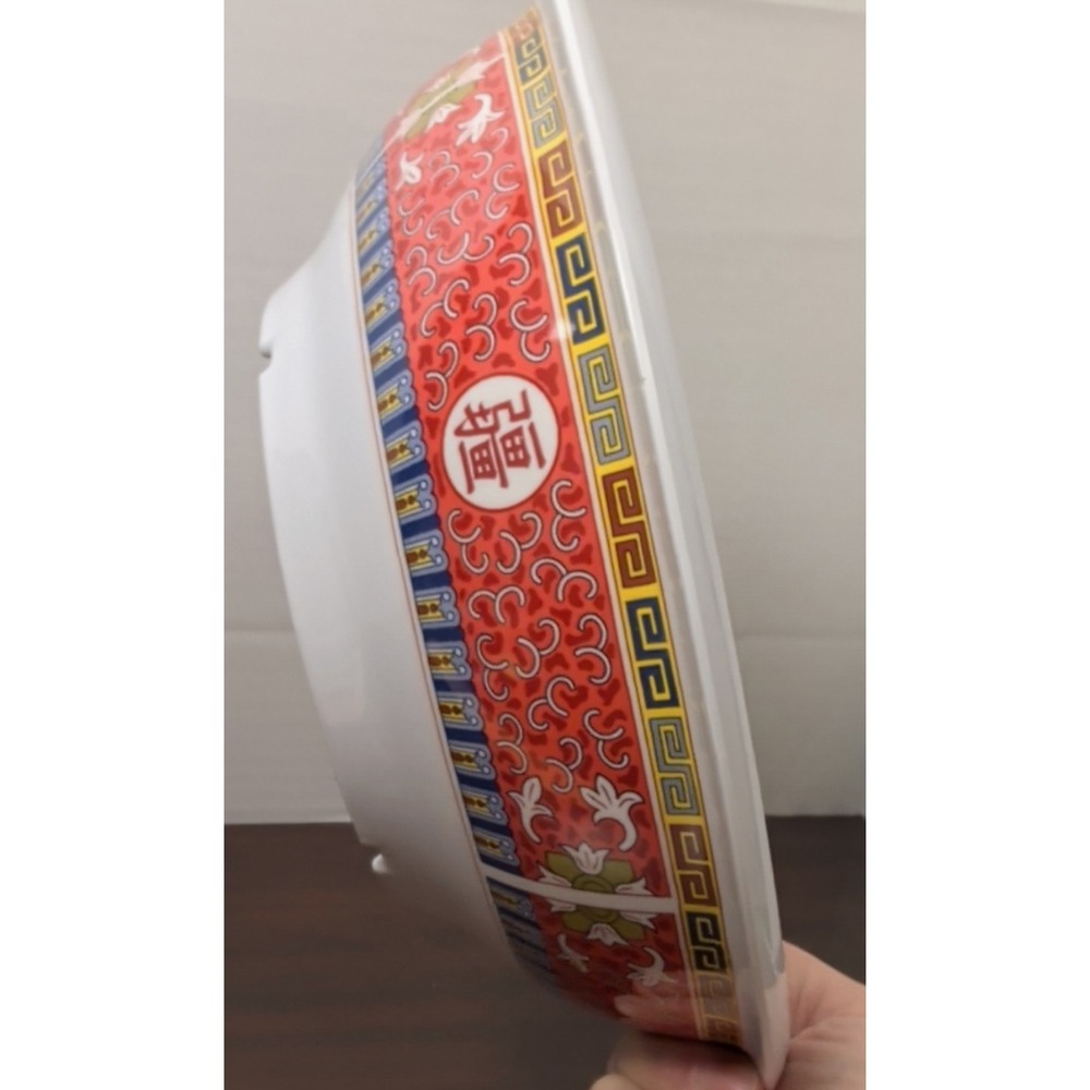 G.E.T. Melamine Round Serving Bowl Scroll Pattern 10in Red KT-070